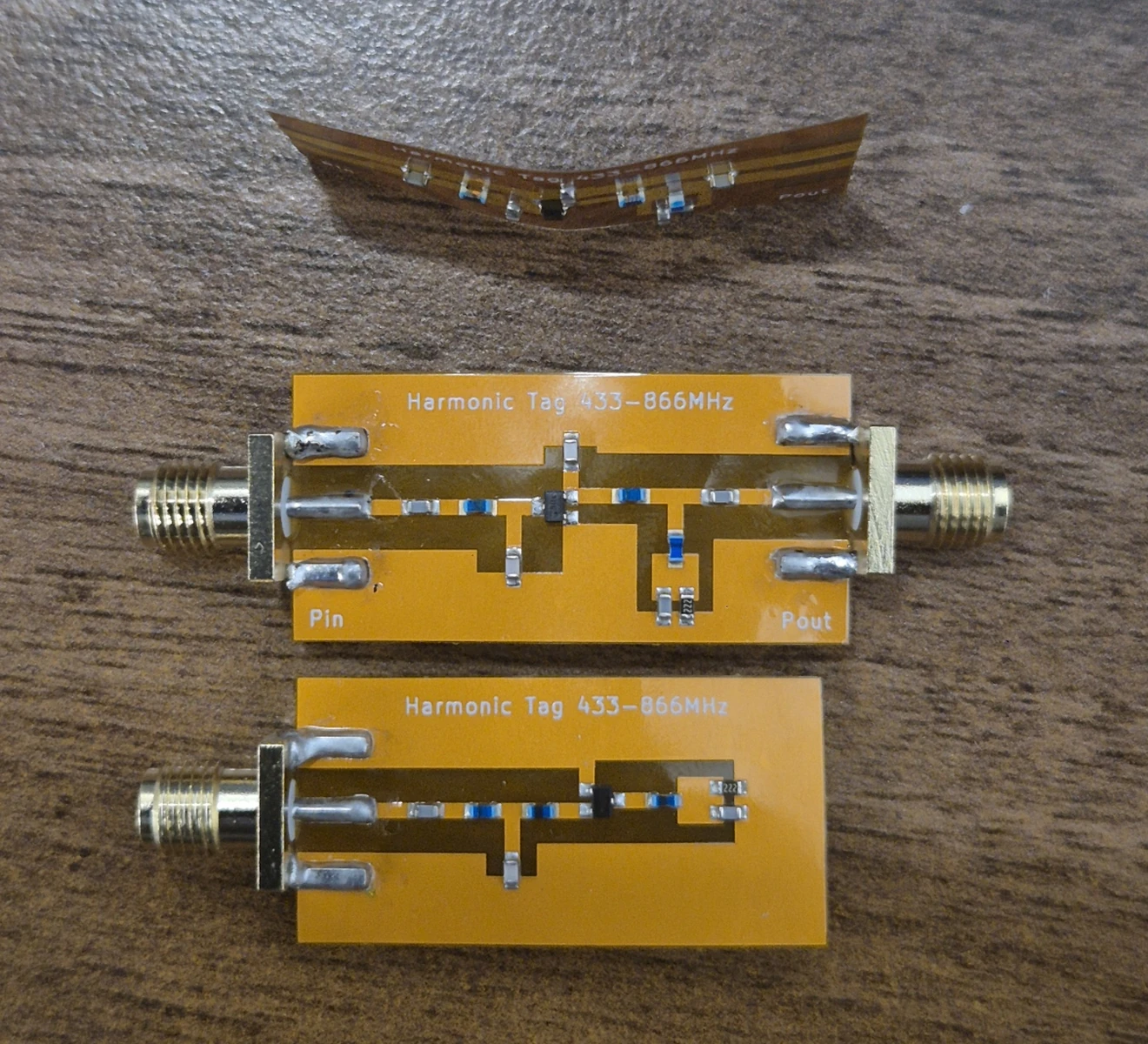 Harmonic passive sensing tags and flexible prototype board