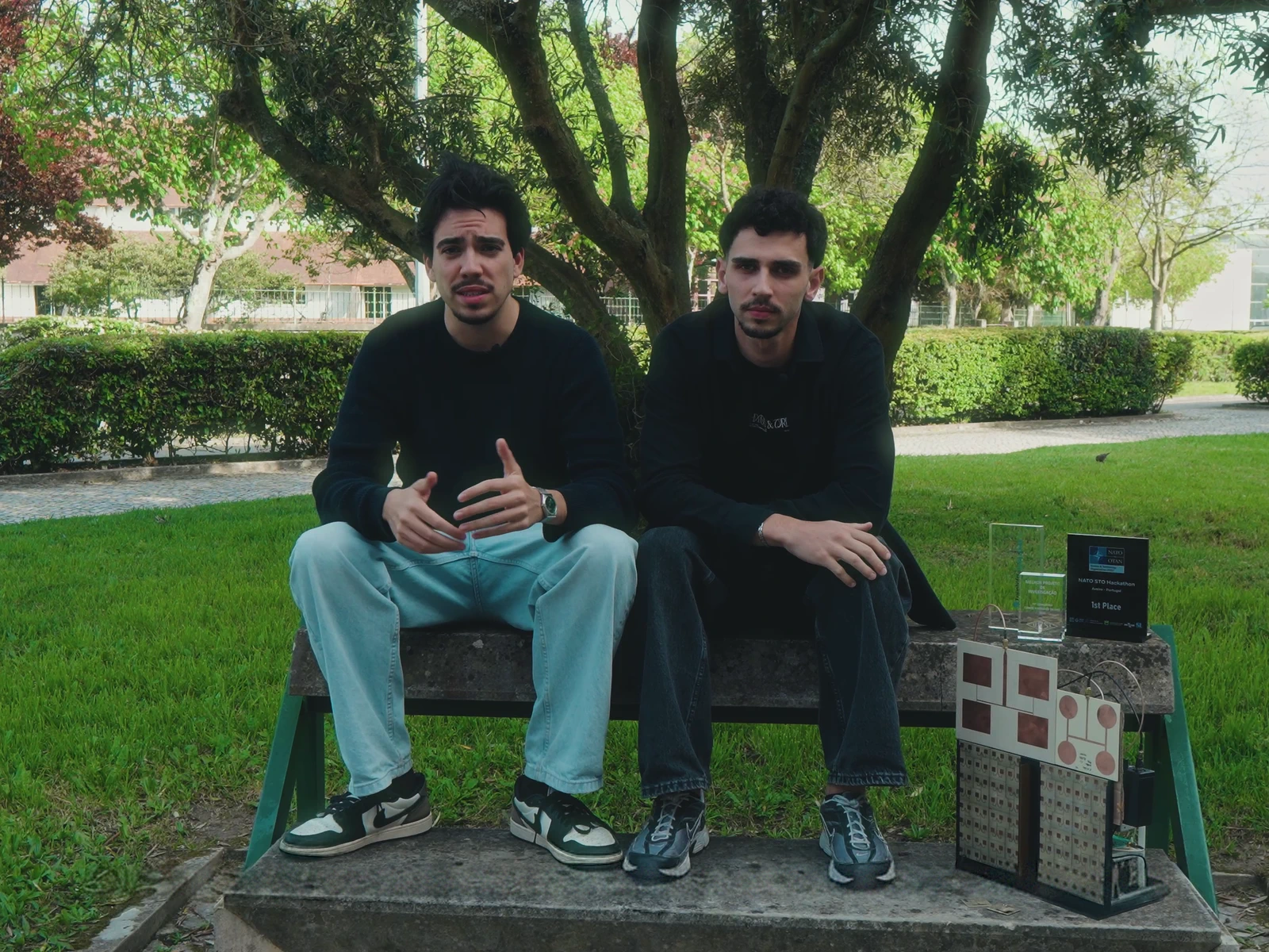 RFisense founders with the RF-Sentinel prototype and awards